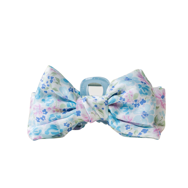 THE DARLING EFFECT SATIN BOW CLAW CLIP-SG BLUE