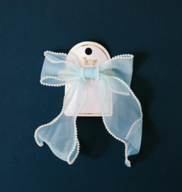 THE DARLING EFFECT SHEER PEARL HAIR BOW-BLUE
