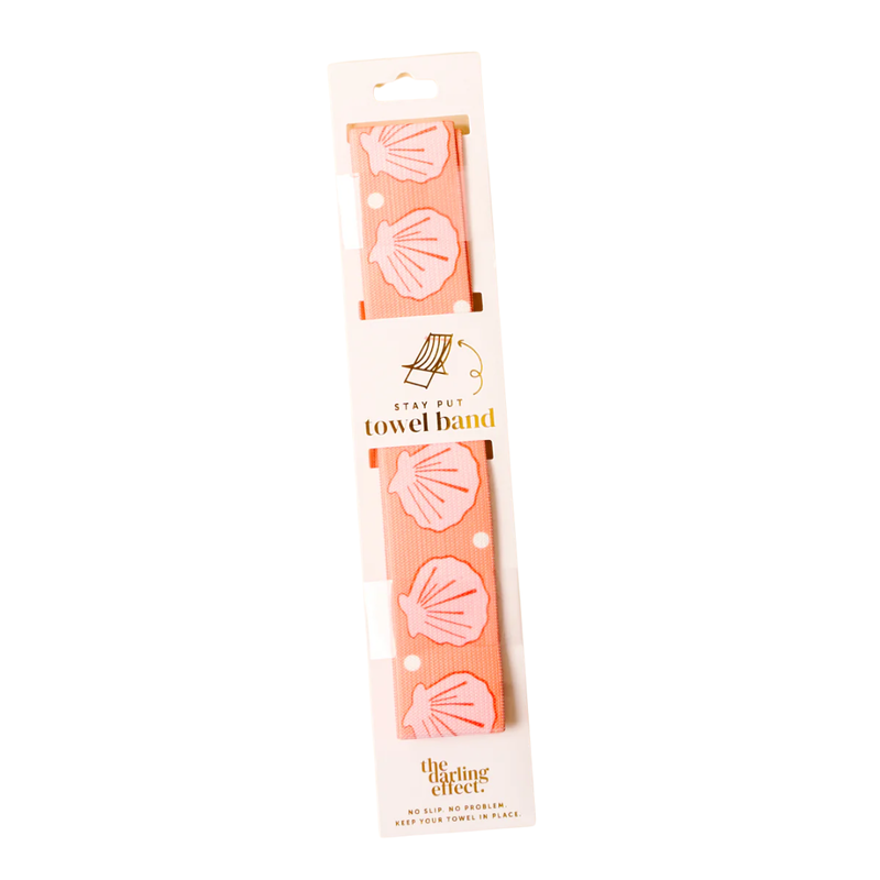 THE DARLING EFFECT STAY PUT TOWEL BAND-SEASHELLS CORAL