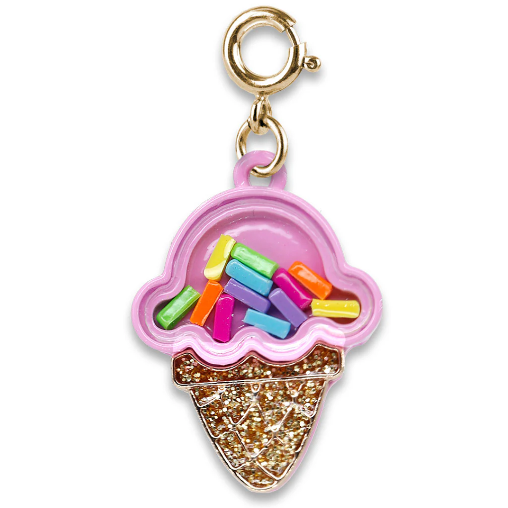 CHARM IT! GOLD ICE CREAM CONE SHAKER CHARM