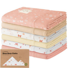 KEABABIES 6-PK SHEA BURP CLOTHS/BUTTERFLIES
