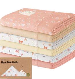 KEABABIES 6-PK SHEA BURP CLOTHS/BUTTERFLIES