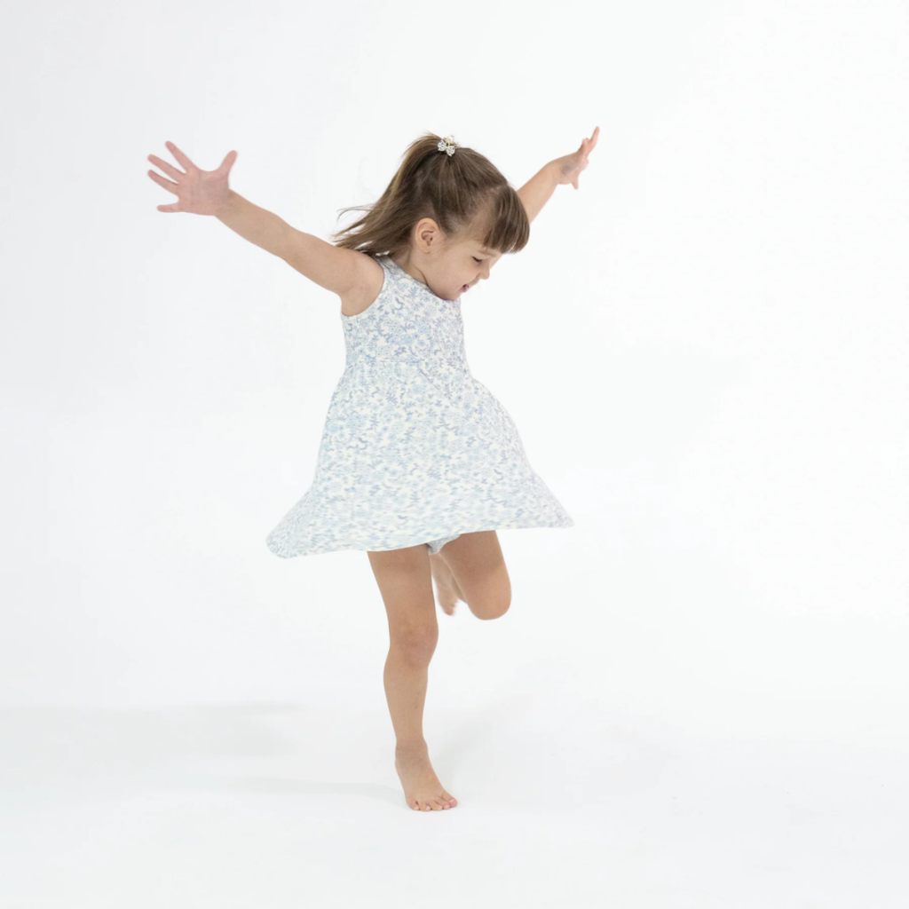 ANGEL DEAR Blue Calico Floral Tank Dress And Bloomer