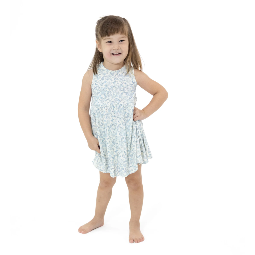 ANGEL DEAR Blue Calico Floral Tank Dress And Bloomer