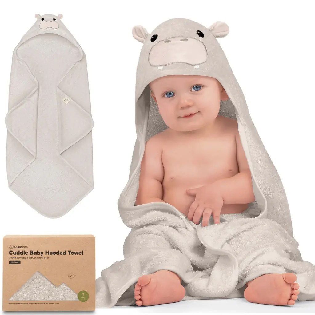 KEABABIES CUDDLE BABY HOODED TOWEL/HIPPO