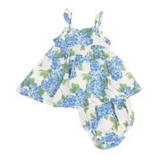 ANGEL DEAR Watercolor Hydrangeas Paperbag Ruffle Sundress With Dc