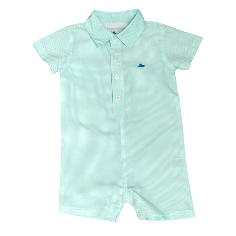 SOUTHBOUND PERFORMANCE ROMPER - MINI BEACH GLASS GINGHAM