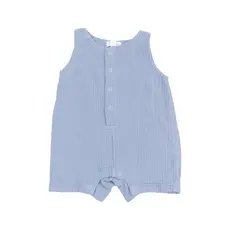 ANGEL DEAR Solid Muslin Dusty Blue Sleeveless Shortie Romper