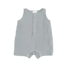 ANGEL DEAR Solid Muslin Slate Gray Sleeveless Shortie Romper