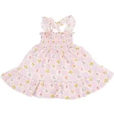 ANGEL DEAR Floral Check Smocked Ruffle Sundress & Diaper Cover