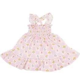 ANGEL DEAR Floral Check Smocked Ruffle Sundress & Diaper Cover
