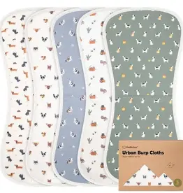 KEABABIES 5-PK URBAN BURP CLOTHS/PETS & PAWS