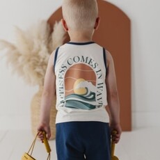 BABYSPROUTS BOY'S TANK & HAREM SHORTS HAPPINESS COMES IN WAVES