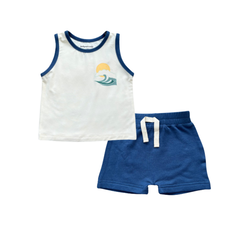 BABYSPROUTS BOY'S TANK & HAREM SHORTS HAPPINESS COMES IN WAVES