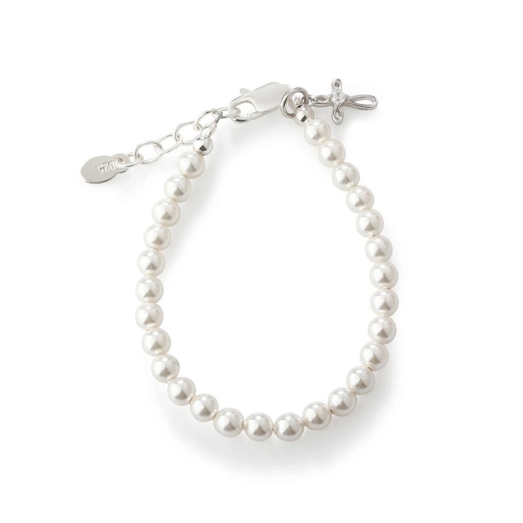 CHERISHED MOMENTS LACEY -SS PEARL CROSS BRACELET