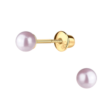 CHERISHED MOMENTS GOLD EARRINGS W/PINK PEARL SCREW BACKS