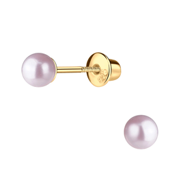 CHERISHED MOMENTS GOLD EARRINGS W/PINK PEARL SCREW BACKS