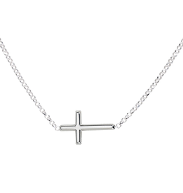 CHERISHED MOMENTS SS HORIZONTAL CROSS NECKLACE 14 IN