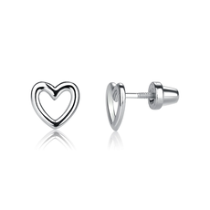 CHERISHED MOMENTS STERLING SILVER HOLLOW HEART EARRINGS