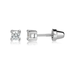 CHERISHED MOMENTS STERLING SILVER CLEAR CZ STUD EARRINGS