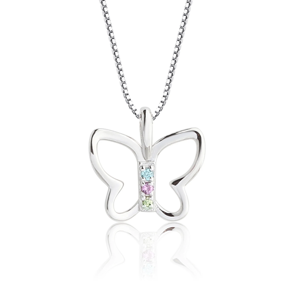 CHERISHED MOMENTS STERLING SILVER BUTTERFLY NECKLACE 14 IN