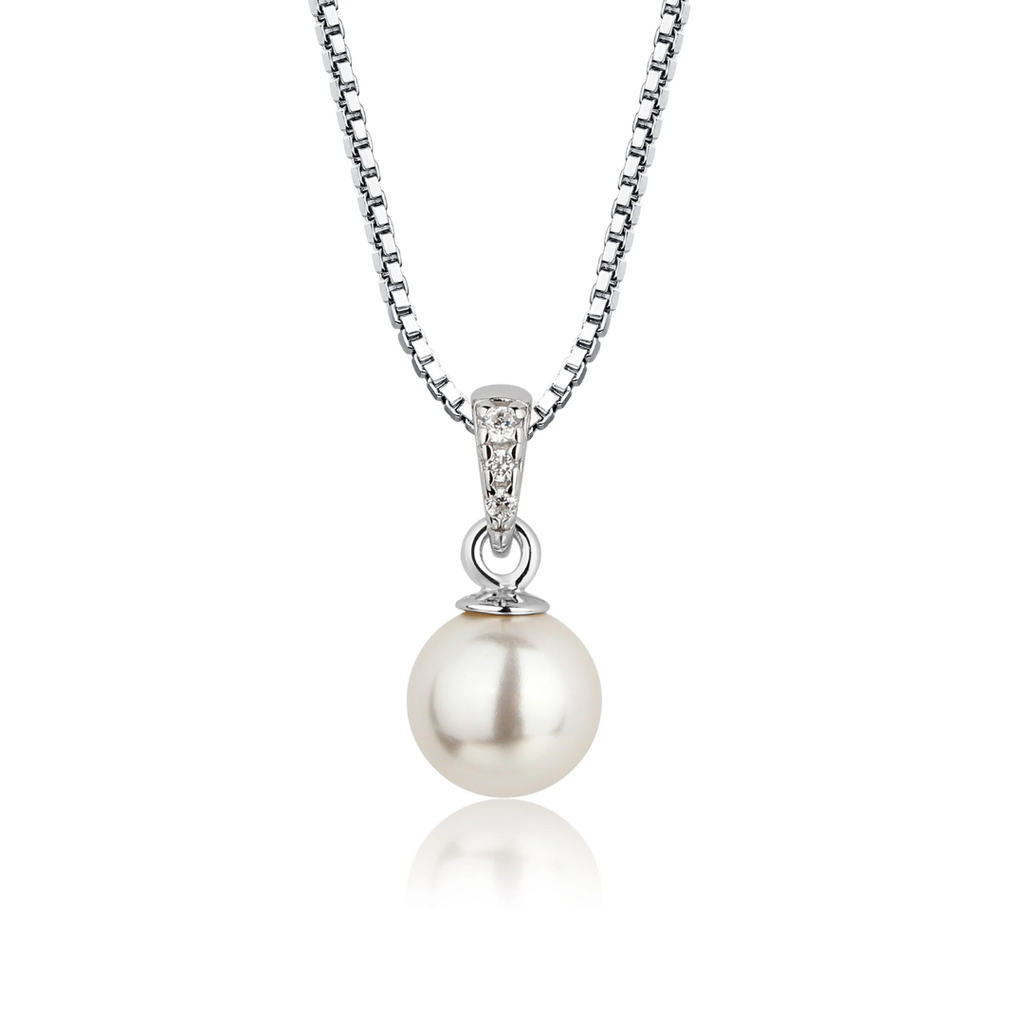 CHERISHED MOMENTS SS PEARL PEND. NECKLACE  WHITE 14 IN