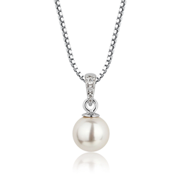 CHERISHED MOMENTS SS PEARL PEND. NECKLACE  WHITE 14 IN