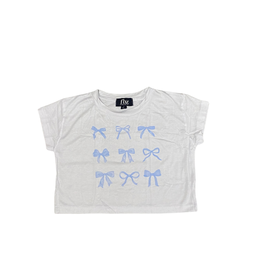 FLOWERS BY ZOE WHITE TOP W/BLUE BOWS