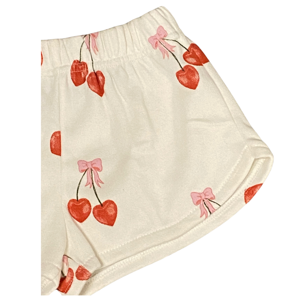 FLOWERS BY ZOE OFF WHITE SHORT W/ALL OVER CHERRIES