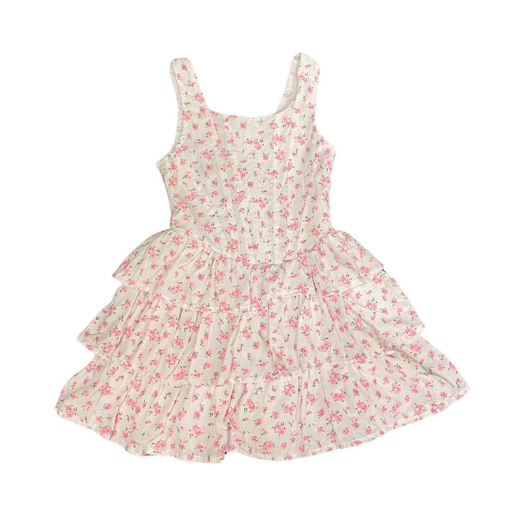 FLOWERS BY ZOE WHITE DRESS W/MINI LIBERTY V