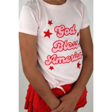 PAPER FLOWER GOD BLESS AMERICA FRONT KNOT T-SHIRT