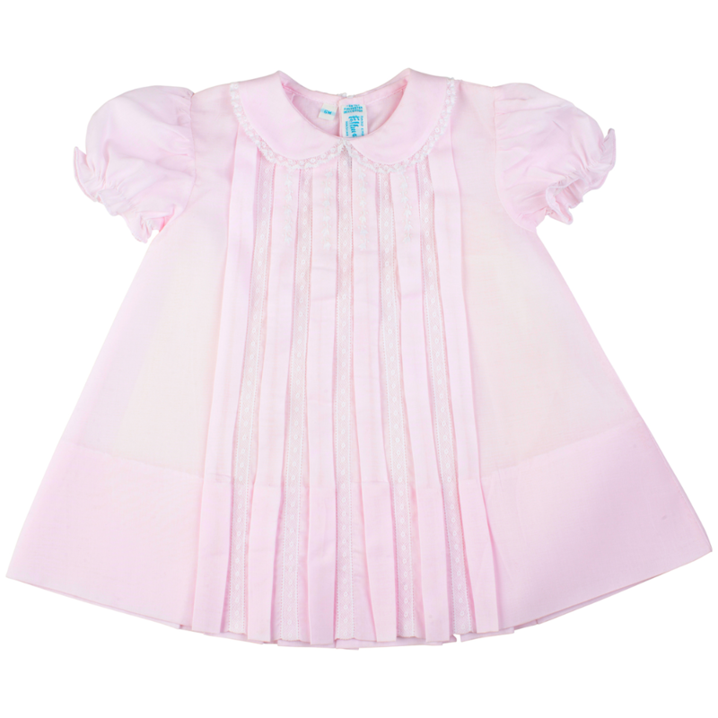 FELTMAN BROTHERS LACE INLAY PLEATED DRESS