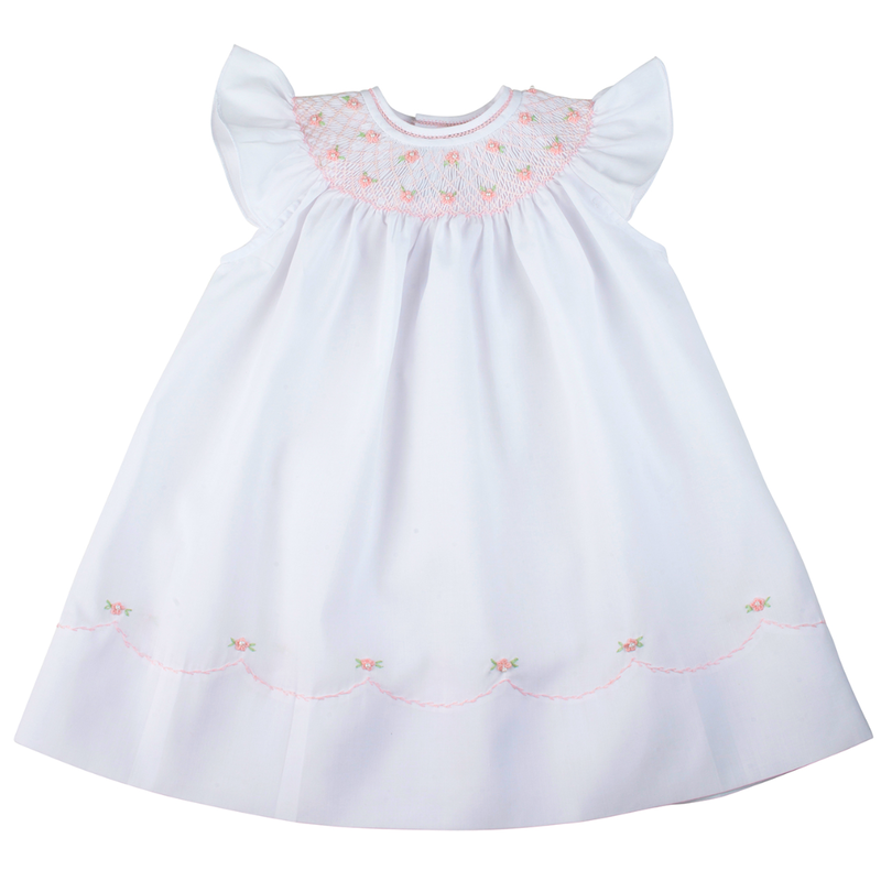 FELTMAN BROTHERS PEARL FLOWER FLY SLEEVE BISHOP DRESS