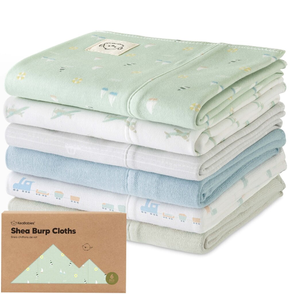 KEABABIES 6-PK SHEA BURP CLOTHS/VESSELS