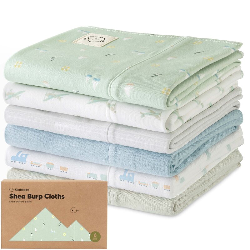 KEABABIES 6-PK SHEA BURP CLOTHS/VESSELS