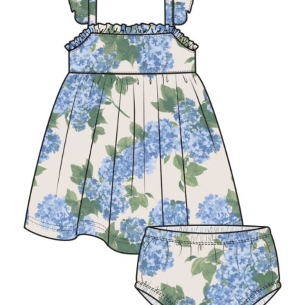 ANGEL DEAR Watercolor Hydrangeas Paperbag Ruffle Sundress With Dc