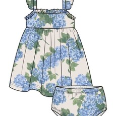 ANGEL DEAR Watercolor Hydrangeas Paperbag Ruffle Sundress With Dc
