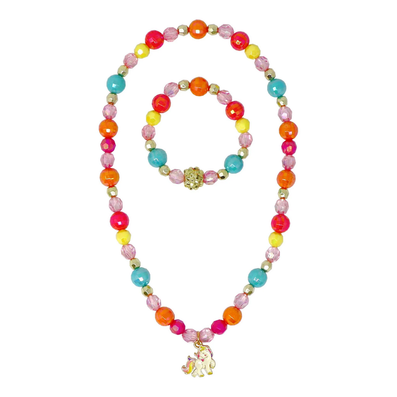 UNICORN RAINBOW CHARM NECKLACE & BRACELET SET