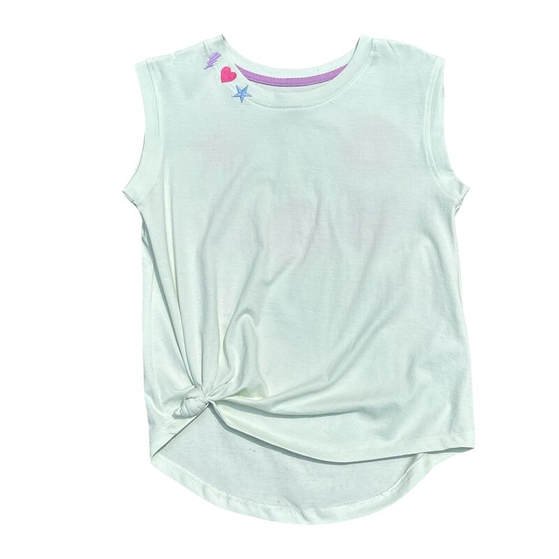 PAPER FLOWER KNOT/FRONT SIGN EMB. HAPPY FACE DONUT T-SHIRT-FROST