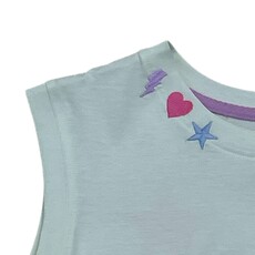PAPER FLOWER KNOT/FRONT SIGN EMB. HAPPY FACE DONUT T-SHIRT-FROST