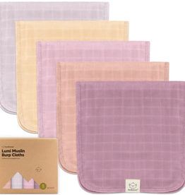 KEABABIES 5PK LUMI MUSLIN BURP CLOTHS/LAVENDER