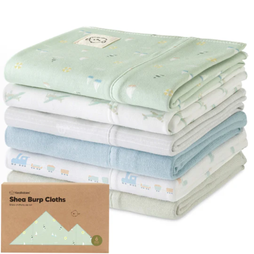 KEABABIES 6-PK SHEA BURP CLOTHS/VESSELS
