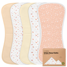 KEABABIES 5-PK URBAN BURP CLOTHS/BUTTERFLIES