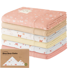 KEABABIES 6-PK SHEA BURP CLOTHS/BUTTERFLIES