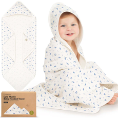 KEABABIES LYRA MUSLIN HOODED TOWEL/WHALE BAY