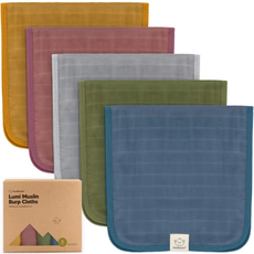 KEABABIES 5PK LUMI MUSLIN BURP CLOTHS/CORALS