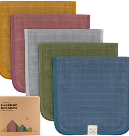 KEABABIES 5PK LUMI MUSLIN BURP CLOTHS/CORALS