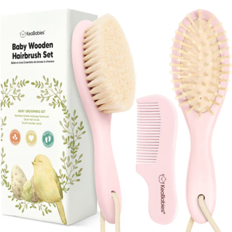 KEABABIES BABY HAIR BRUSH AND COMB SET/BLUSH