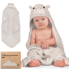 KEABABIES CUDDLE BABY HOODED TOWEL/HIPPO