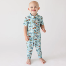 Posh Peanut Inc POSH PLANES-SS COLLARED HENLEY LONG ROMPER